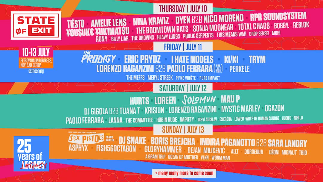 Exit Festival line up 2025 @ Novi Sad (Serbia)