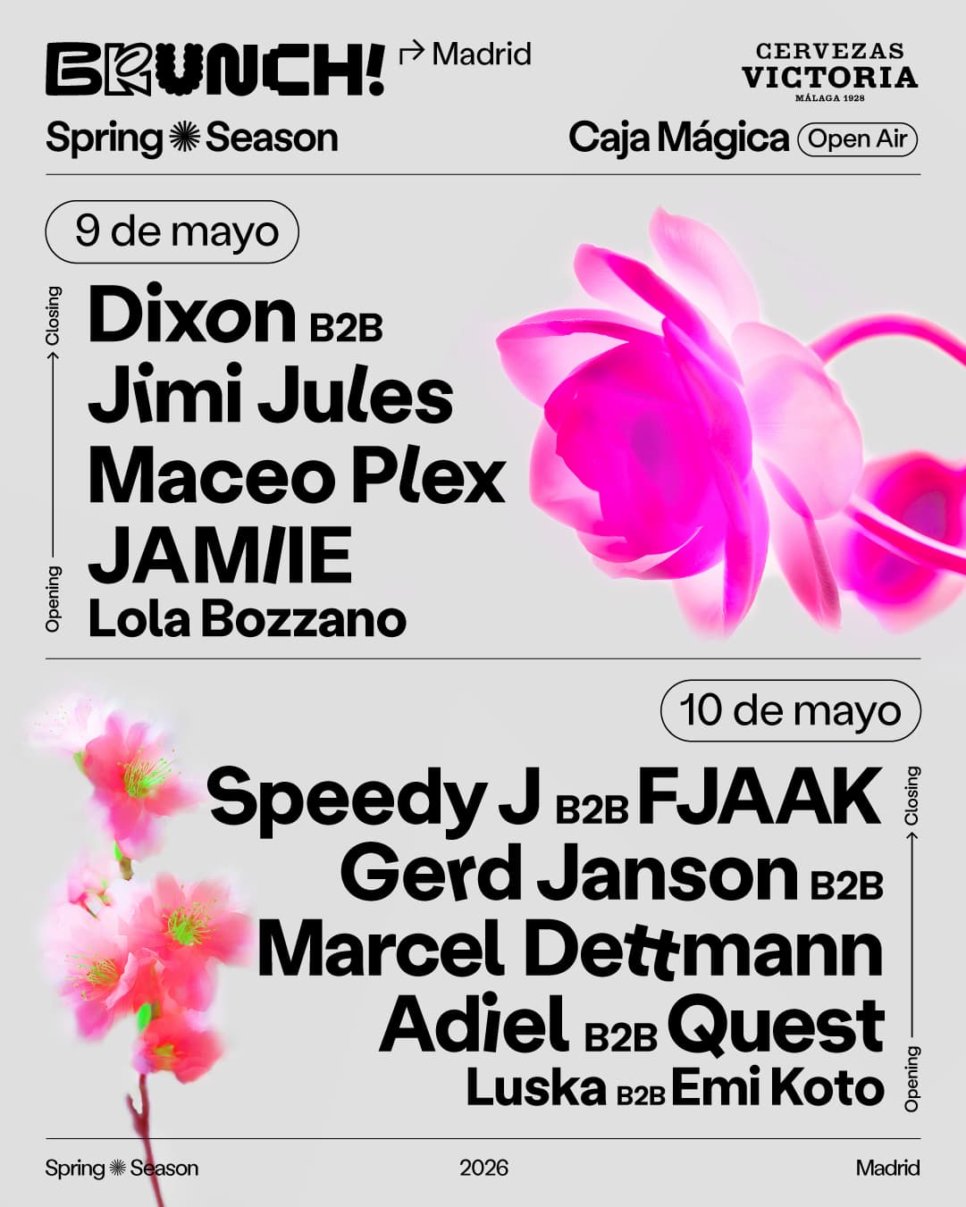 BRUNCH ELECTRONIK MADRID 2026 SPRING SEASON WEEKEND 1 CAJA MAGICA