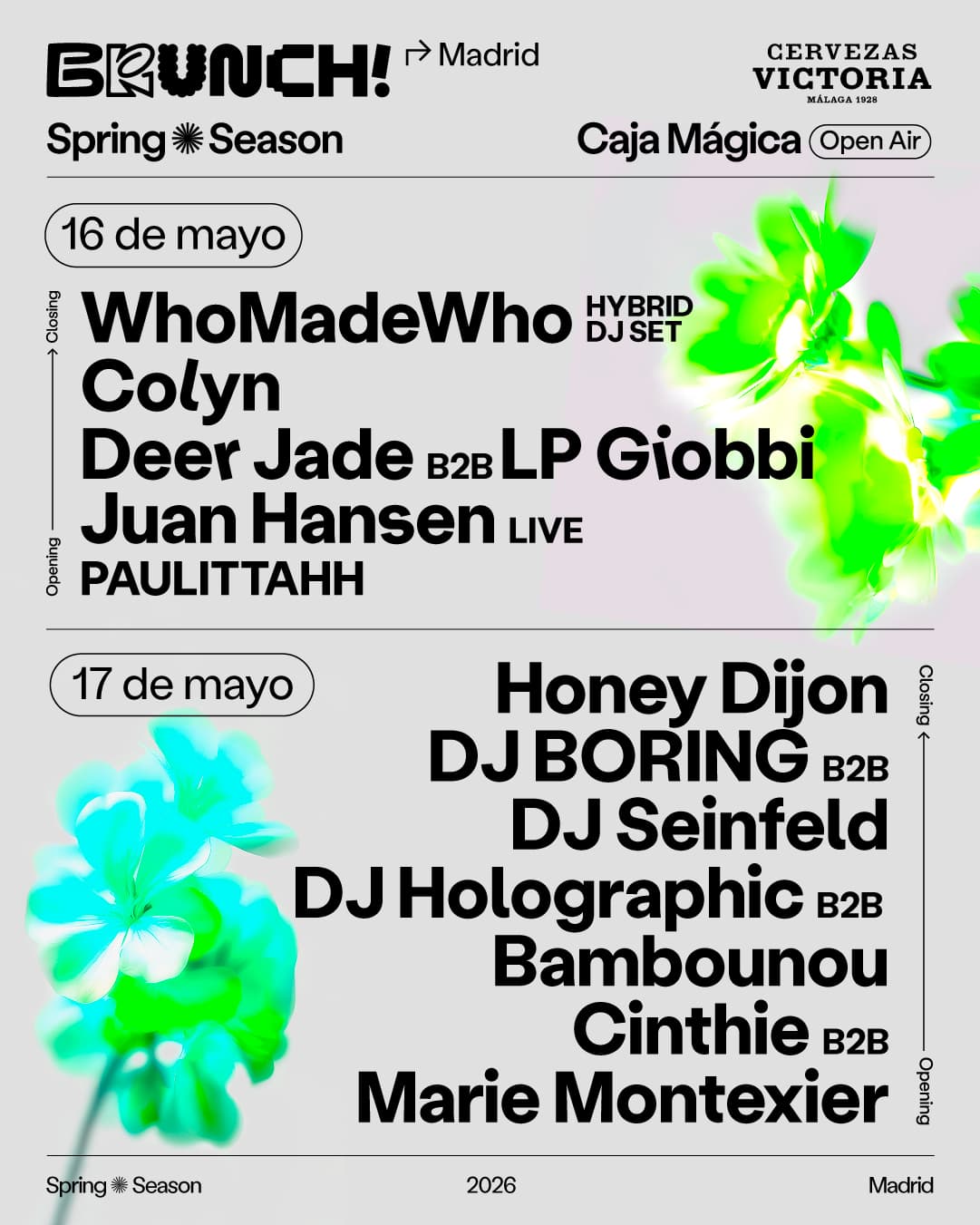 BRUNCH ELECTRONIK MADRID 2026 SPRING SEASON WEEKEND 2 CAJA MAGICA
