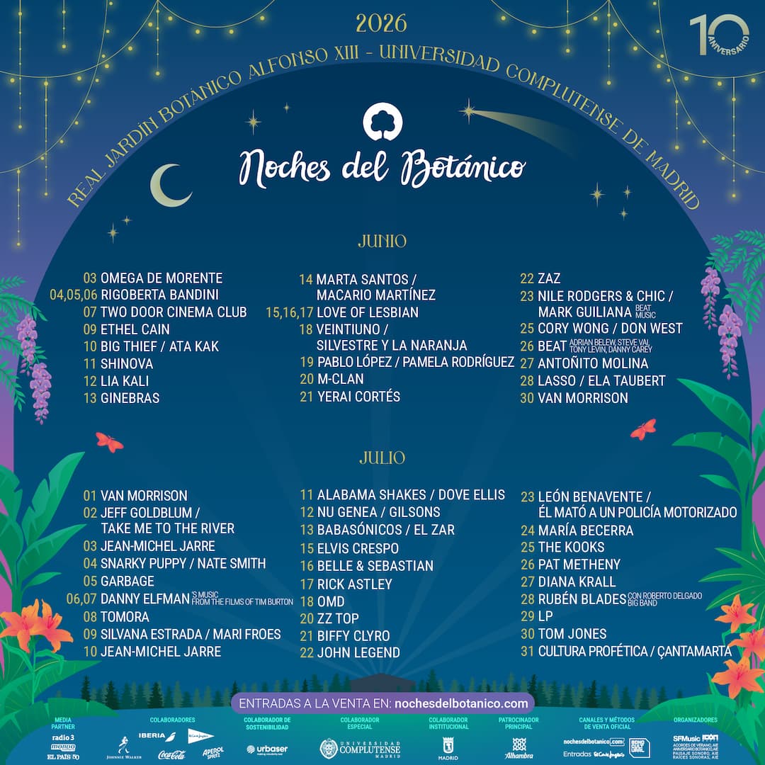Noches del Botanico 2026 - cartel completo