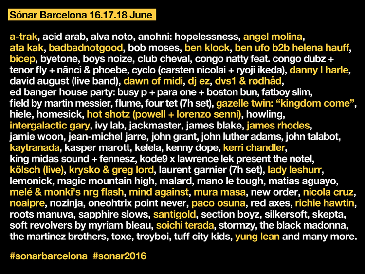 Sonar 2016 sigue desvelando artistas y programación