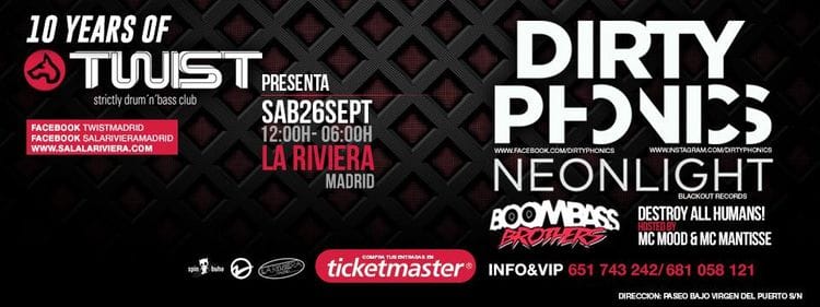 Twist Club cumple diez con Dirtyphonics y Neonlight