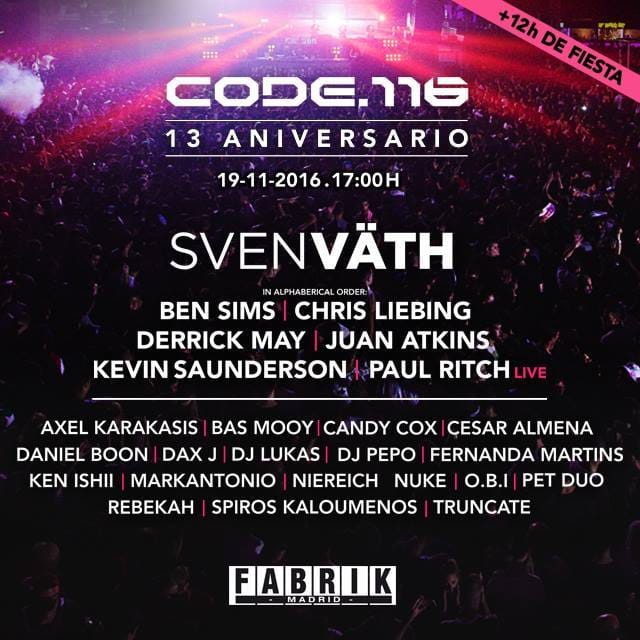 CODE anuncia el line up de su 13 aniversario con aires de Detroit