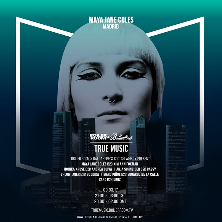 Maya Jane Coles llega a Madrid con Boiler Room y Ballantine's