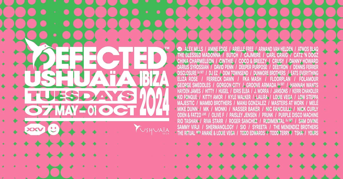 Defected llega a Ushuaïa Ibiza con un espectacular cartel para celebrar su 25º aniversario