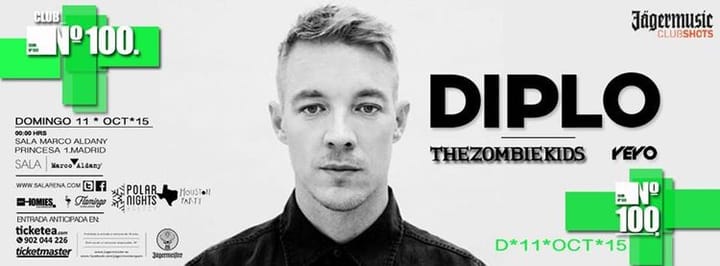 Diplo aterriza en Madrid este puente con Club Nº 100